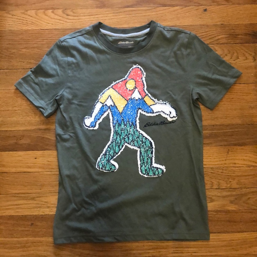 Eddie Bauer cave man fillip sequin T-Shirt